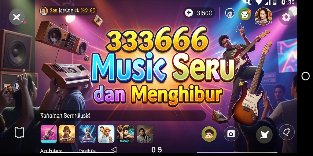Tampilan menarik gameplay 333666 dengan iringan musik.