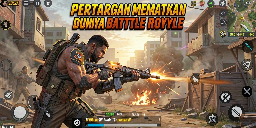 Screenshot gameplay 365ZK menampilkan aksi seru dalam pertarungan Battle Royale.
