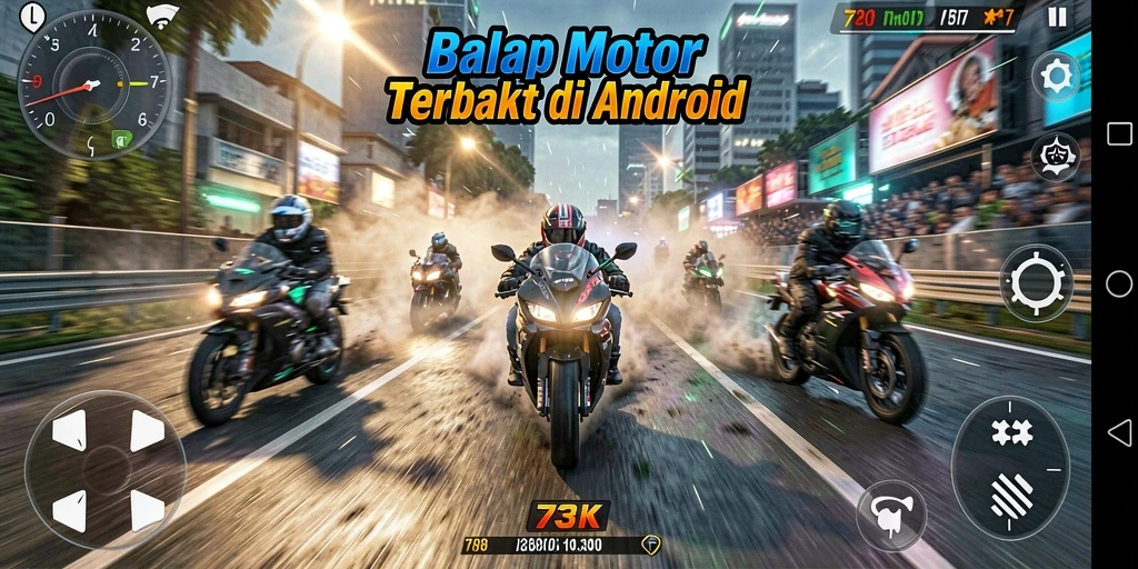 Gameplay seru dalam balapan motor kompetitif.