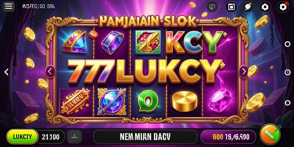 Screenshot permainan 777LUKCY menampilkan mesin slot yang penuh warna dan menarik.