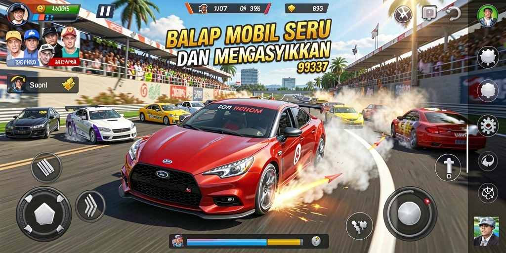 Tampilan gameplay seru dari 93337 saat balapan.