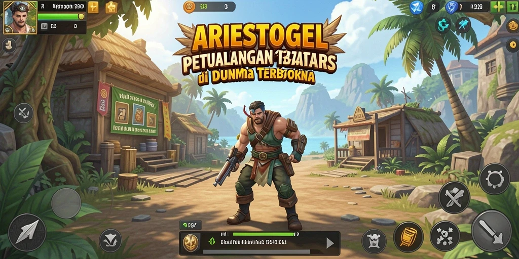 Tampilan gameplay ARIESTOGEL di dunia terbuka yang luas.