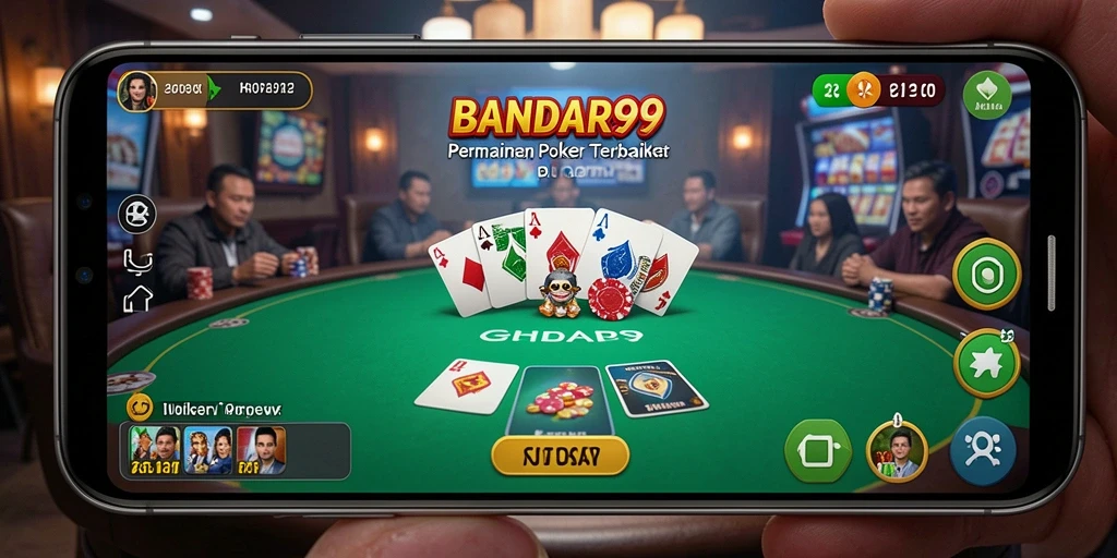 Screenshot BANDAR99 menampilkan pemain yang bersaing dalam permainan Poker yang mendebarkan.