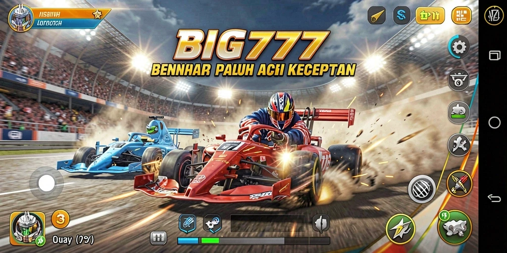 Tangkapan layar menunjukkan aksi balap seru dalam game BIG777.