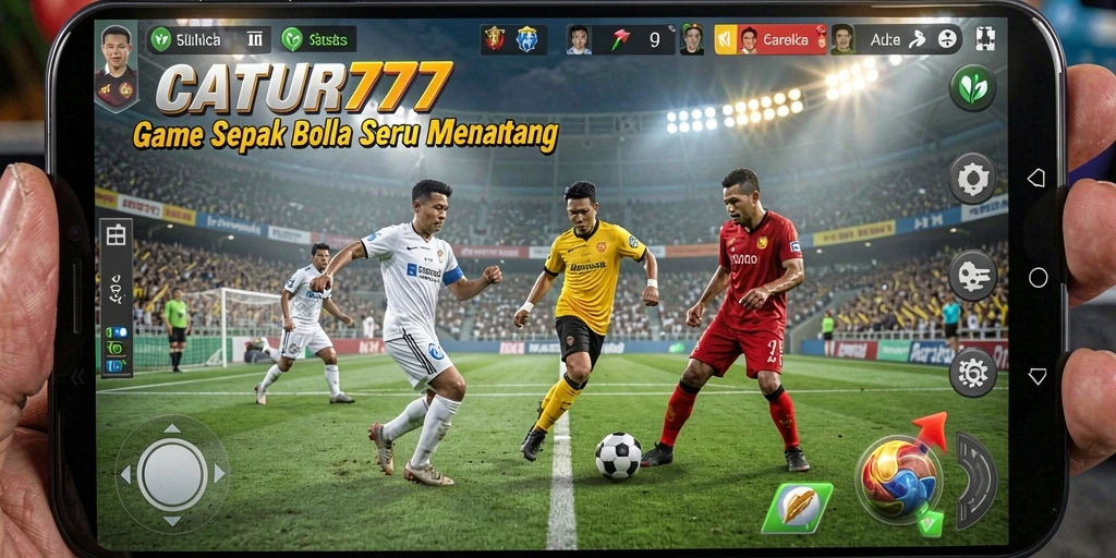 Tampilan gameplay menarik dari CATUR777 yang memperlihatkan aksi sepak bola seru.