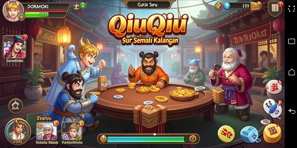Screenshot gameplay DORAHOKI menampilkan aksi seru QiuQiu.