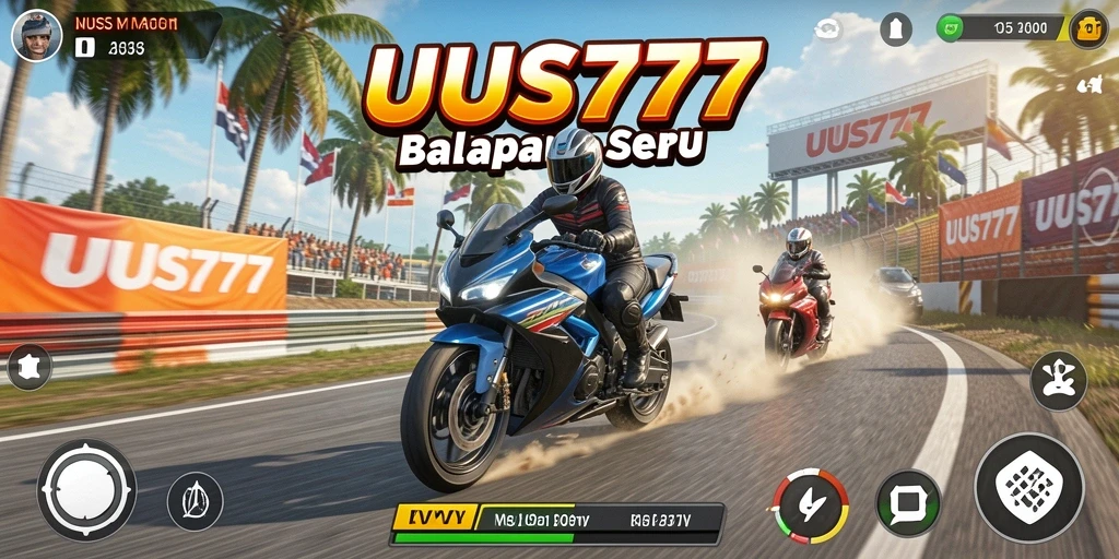 Screenshot menampilkan gameplay balapan motor yang intens.