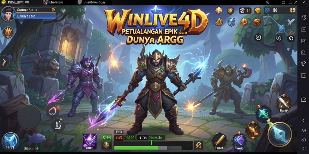 Tangkapan layar utama WINLIVE4D menampilkan aksi pertarungan epik di dunia ARPG.
